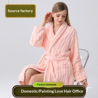 Sweethoney Peignoir d'hiver sans manches en velours jacquard à col rabattu, absorbant l'eau et à séchage rapide