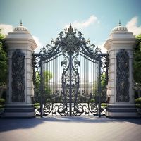 Conception de pilier de porte de maison rétractable automatique pour les villas Porte de porte en fer forgé de style ouvert rétractable pour le chemin d'entraînement
