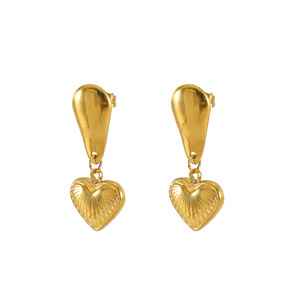 Zogxin Heart Pendant Earrings 18K Gold <b>Titanium</b> Steel <b>Stud</b> For Women Party Jewelry - Product Image 5