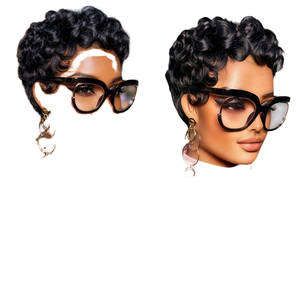 Peluca XZY 2026, Nueva Peluca <span class=keywords><strong>Chimo</strong></span> Rizada de Cabello Humano para Mujeres Negras, Pelucas Cortas Estilo Pixie, 100% Cabello Humano Real, Ligera, Sin Pegamento, Color Negro Natural - Product Image 1