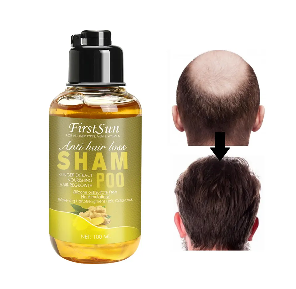 First Sun 100ml Ginger Ginseng Hair Growth Shampoo Essence Anti Loss Nourishing Repairing Shampoo for Oily Dry Postpartum hair