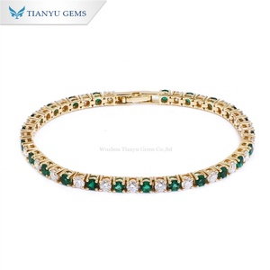 Tianyu Gems 14K or jaune émeraude Bracelet rond bijoux de mode pour les femmes mariage fiançailles fêtes cadeau de fête - Product Image 1