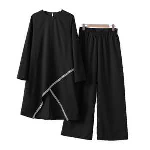 2025 dernières conceptions turc en mousseline <span class=keywords><strong>de</strong></span> soie Robe longue Abaya robe musulmane femmes caftan dubaï <span class=keywords><strong>Islam</strong></span> tissu femmes Abaya Robe pantalon 2 pièces ensemble - Product Image 3