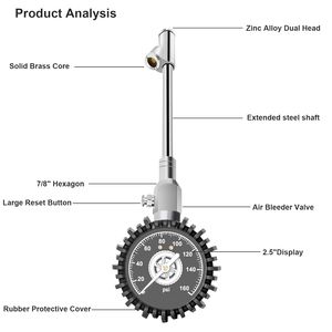 2.5 इंच का टायर दबाव गेज डबल हेड एयर चक डायल - Product Image 5