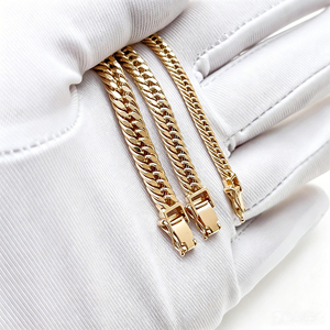 Collana e Bracciale a Catena Cubana in Oro Massiccio 9K 10K 14K 18K con Moissanite Iced Out Stile Hip Hop, Gioielli di Lusso da Uomo e Donna - Vendita all'Ingrosso - Product Image 3