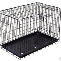 Cage pliable pour chien, empilable, vente en gros, haute, durable, en métal, pour l'extérieur, avec plateau coulissant en plastique pour petites races