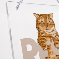 Plaque murale carrée en acrylique, art félin, 20 cm, panneau suspendu transparent avec cordon, décoration de chambre