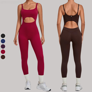 <span class=keywords><strong>Combinaison</strong></span> de yoga une pièce pour <span class=keywords><strong>femme</strong></span>, dos nu, col carré, extensible dans quatre directions, respirante, en nylon et élasthanne, avec fermeture éclair au dos - Product Image 2