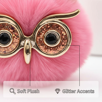 Porte-clés Pompon Hibou Mignon en Peluche pour Filles, Forme Boule, Écologique, Pendentif de Sac, Ornement de Sac à Dos, Petits Cadeaux