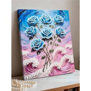 Wholesale Custom 40*50m Modern Floral <b>Canvas</b> Wall Decor Sunflower DIY Pearl Painting Pearl Painting with <b>Frame</b> for Beginners - Product Image 4