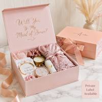 Caja de Propuesta para Damas de Honor Personalizada con Nombre y Título en Dorado Rosa, Caja de Regalo de Boda con Cierre Magnético Rígido, Tamaño Personalizado OEM ODM