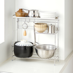 304 Stainless Steel Kitchen Corner Pot Rack 3-Tier Kitchen Organizer with Double <strong>Back</strong> Rods &amp; Adjustable Shelf for Pans Spices - Product Image 5