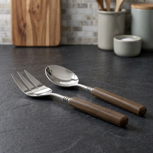 Juego de Cubiertos para Ensalada con Acabado Negro, Cuchara y Tenedor Decorativos de Metal para Accesorios de Cocina Modernos, Decoración de Restaurantes y Hogar - Product Image 2