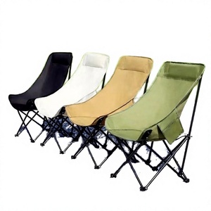 Chaise pliante moderne d'extérieur en aluminium légère et confortable à dossier haut pour camping, pique-nique, plage, croquis et pêche - Product Image 4
