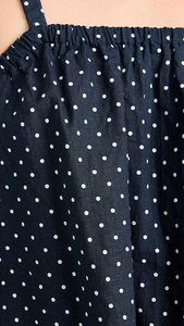2024 ODM <span class=keywords><strong>DEM</strong></span> Color personalizado Estampado de puntos Correa de hombro elástica Top Escote cuadrado elástico Lino Algodón Casual Cute Street Top - Product Image 5