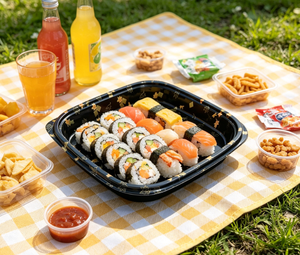 HYX-81200 <span class=keywords><strong>Bingo</strong></span> Échantillons gratuits Vente chaude Boîte à emporter pour sushis et pizzas Emballage en plastique PET carré jetable - Product Image 5