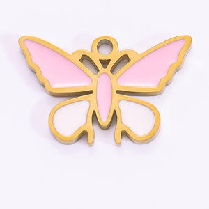 Colgantes de acero inoxidable esmaltados con formas mixtas de corazón y mariposa para la fabricación de pulseras, proceso de goteo de aceite PJ91204 91208 - Product Image 5