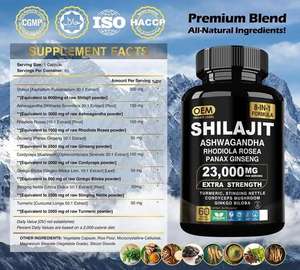 OEM Orgânico Shilajit Algas Ashwaganda Rhodiola & Cogumelo Juba do Leão-Completo 1 Cápsula Suplemento <span class=keywords><strong>Herbal</strong></span> para Homens e Mulheres - Product Image 2