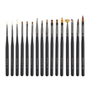 16 adet tırnak sanat fırçalar için jel lehçe boyama fırçalar ile saklama çantası 3D tırnak çizim fırça yönlü manikür kalem