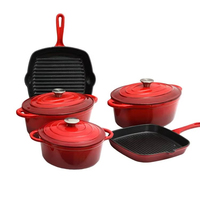 Ollas y Sartenes de Cocina Rojas Personalizadas al por Mayor, Cacerola de Hierro Fundido Esmaltado, Utensilios de Cocina de Hierro Fundido Esmaltado