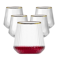 Gobelets à vin jetables en plastique, design créatif rayé, verres à whisky sans pied, pour vin rouge et champagne – Vente chaude directe usine