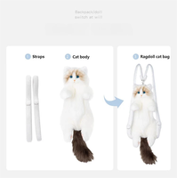 Peluche réaliste Ragdoll chat sac à dos mignon chaton poupée peluche jouet Simulation Animal sac à bandoulière cadeau de noël PP coton