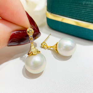 Accesorios de Plata S925 para DIY con Perlas, Cuentas Redondas de 9-15 mm, Modelo 21992, Soporte Hueco para Pendientes, con Cuentas de 9-15 mm - Product Image 2