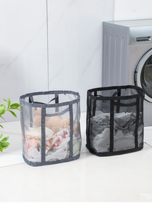 Có thể gập lại treo tường giỏ giặt ráp <span class=keywords><strong>nylon</strong></span> lưới cản trở với gia cố thực hiện xử lý cho giặt ủi - Product Image 5