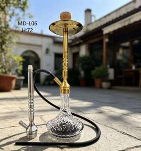 ชุดบารากู่แก้วสีทองพร้อมท่อโลหะ ขนาด 72 ซม. สำหรับเลานจ์บาร์ - Product Image 2