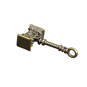 Portachiavi con ciondolo a forma di martello vichingo da uomo in ottone artigianale - Product Image 3