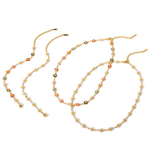 Ensemble de colliers en alliage de zinc à motif floral, bijoux pour femmes, cadeau, design élégant, chaîne marguerite multicolore, accessoire de mode - Product Image 5