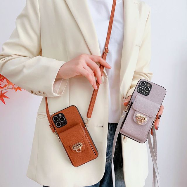 Fashion Crossbody PU Leather Hand Bag Design with Big Card Slot Phone Case With Lanyard Phone Strap Cover for iPhone 16 Pro Max