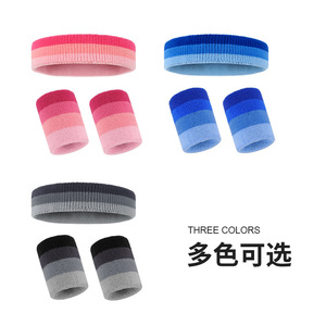 Shiwei Gradient Cotton Terry Cloth Wristband <b>Headband</b> Unisex <b>Sports</b> Sweat Absorbing Yoga Running Fitness - Product Image 5