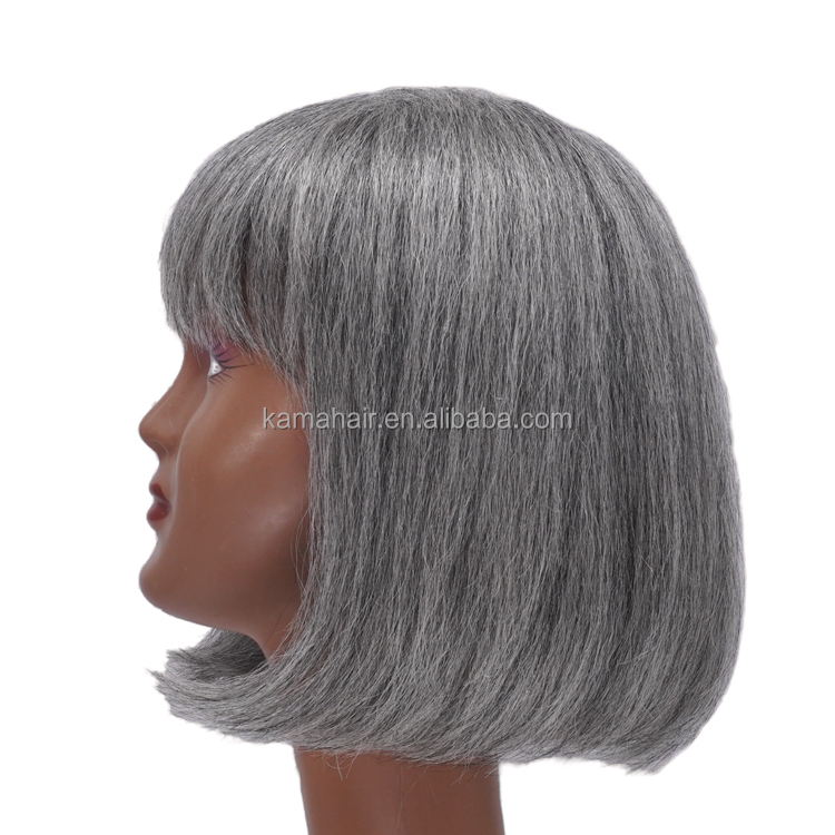 KAMA Romance Allure Straight Bob Wig Brazilian Remy Hair Human Hair Wigs for Women Ombre Color Full Machine Made Wig With Bang Detail Section 8