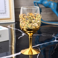 Ensemble de 6 verres à vin rouge en fer forgé de style européen classique, avec logo personnalisé changeant de couleur, idéal pour un cadeau de mariage