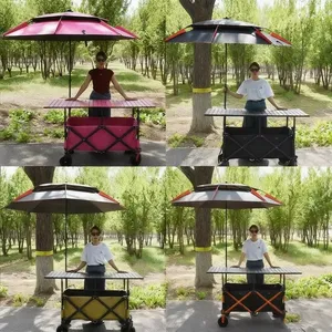 420L Yüksek Kaliteli 4 Pozisyonlu Yükseklik Ayarlı Ağır Hizmet Tipi Katlanabilir Kamp Arabası, Tenteli, Pembe Geniş Tekerlekli, Kamp ve Satıcı Arabası İçin - Product Image 3