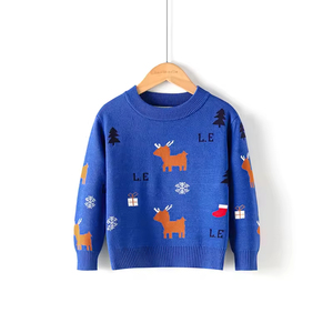 Pull en tricot pour enfant à col semi-montant, pull-over pour garçon et pull de Noël en tricot pour enfant - Product Image 2