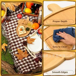 Wooden desktop <b>snack</b> <b>tray</b>, solid wood compartmentalized cheese deli <b>tray</b>, fruit <b>tray</b>, irregularly shaped bread <b>tray</b> - Product Image 3