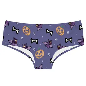 Happy Halloween Pompoen Print Super Zachte Spandex Naadloze Plus Size Vrouwen Hipster Slipje Ondergoed