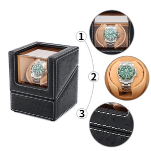 Penggulung Jam Tangan Otomatis Putar 1 Jam Tangan Tunggal Kulit Persegi Mewah Smart Gyro Orbit Berkualitas Tinggi Custom Display Grain Drawer Kayu - Product Image 4