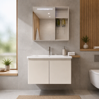 Ensemble de meubles-lavabos muraux en céramique WJL modernes, résistants à l'humidité, avec miroir, faciles à nettoyer, pour hôtels et salles de bain