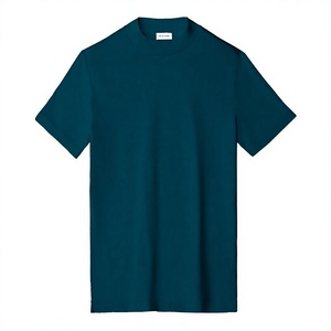 T-shirt décontracté pour homme, vert sarcelle foncé, uni, col rond, manches courtes, coupe classique, pour tous les jours - Product Image 1