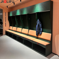 Casillero de gimnasio de club de fútbol de estilo personalizado, vestuario laminado compacto de madera HPL con estructura ensamblada de bloqueo de llave electrónica