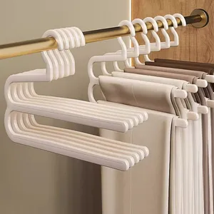 Lot de 5 cintres en plastique antidérapants de type Z pour vêtements, multi-niveaux, pour armoire, rangement spécial, écologiques - Product Image 2