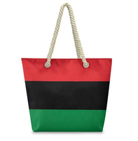 Sac fourre-tout en polyester souvenir touristique, motif drapeau pan-africain, décoration en chanvre naturel, sac décontracté pour les trajets quotidiens et l'école