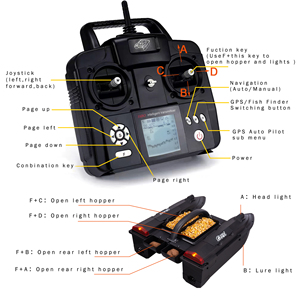 <span class=keywords><strong>Jabo</strong></span> 2 en 1, détecteur de poissons GPS, pilote automatique, 4 compartiments à appâts, bateau à appâts télécommandé pour la pêche à la carpe - Product Image 4