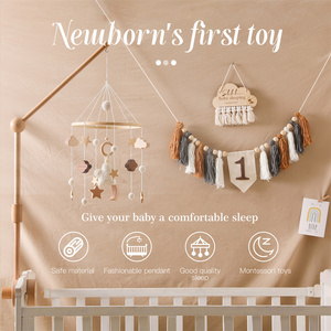 Nouveau <span class=keywords><strong>mobile</strong></span> islamique pour bébé : Créez vos propres nuages – Nouveau design, jouets suspendus en bois pour berceau, mobiles en crochet pour bébés garçons et filles avec musique - Product Image 4