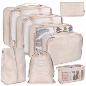 Échantillon gratuit, logo personnalisé, sac de rangement pour vêtements 8 pièces, organiseur de bagages, sac de voyage, cube d'emballage pour avion, vente en gros - Product Image 2