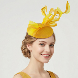Chapeau de cocktail doré pour femme avec nœud en tulle, fascinateur élégant pour mariage, église et Derby - Product Image 6