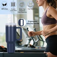 Gobelet isotherme en acier inoxydable de 40 oz avec poignée pour le camping, tasse de voyage, grande capacité, bouteille d'eau portable